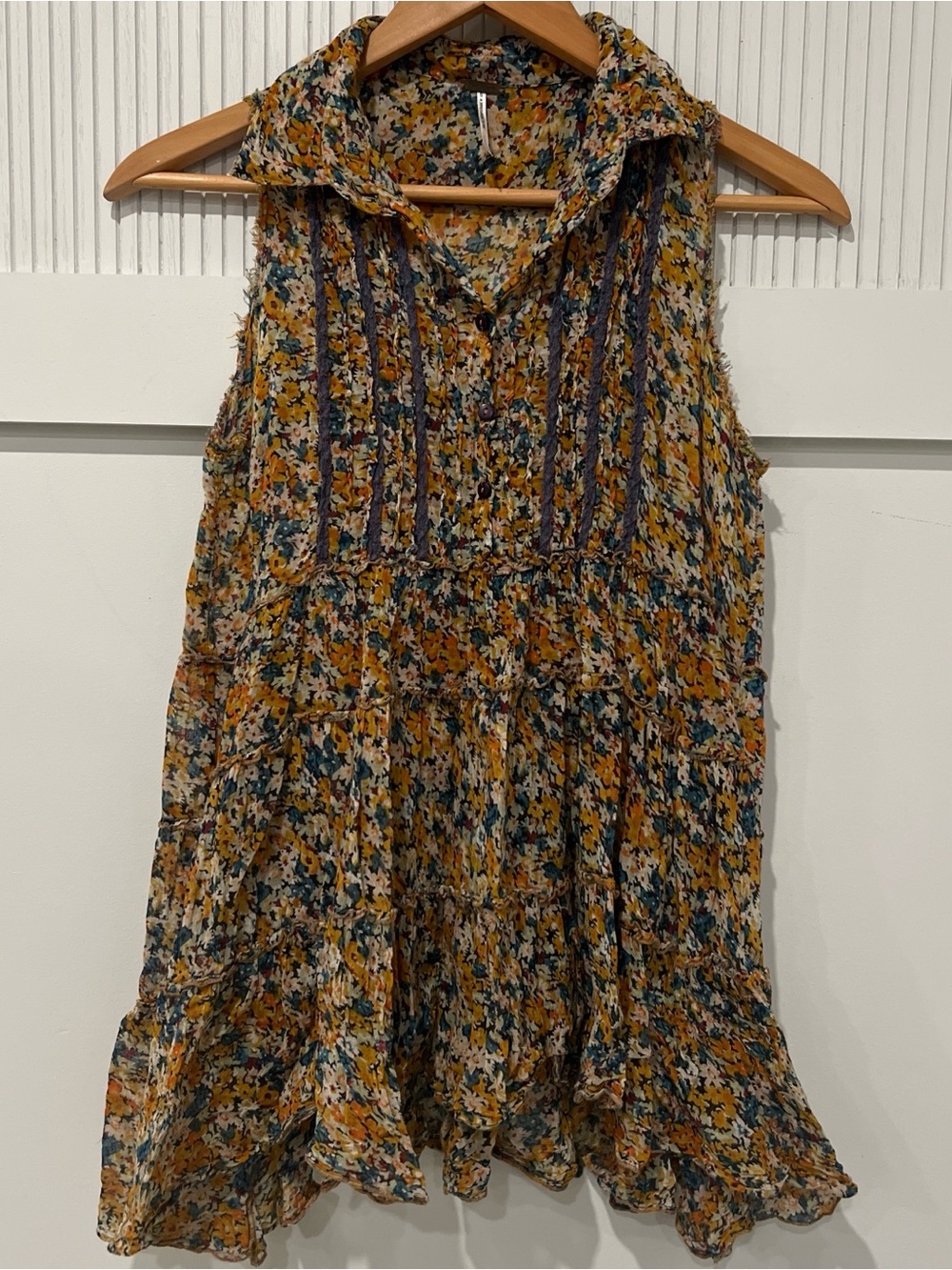 Free People Multi-Color Floral Sleeveless Tunic Babydoll top